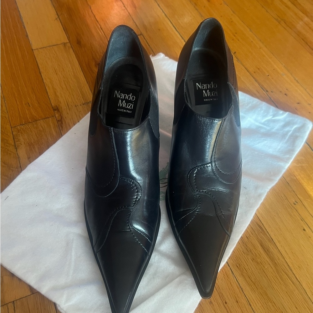 Nando Muzi Black Leather Heels